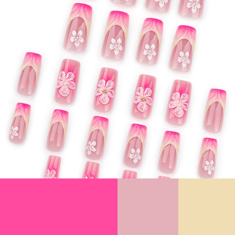 Wholesale 24 Pieces/box Pink Flower Nails Kits Nail Stickers ACC-NS-LeFan208