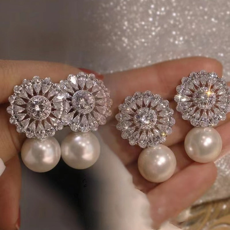 Wholesale Diamond Zirconia Pearl Earrings  ACC-ES-ZhiLing010