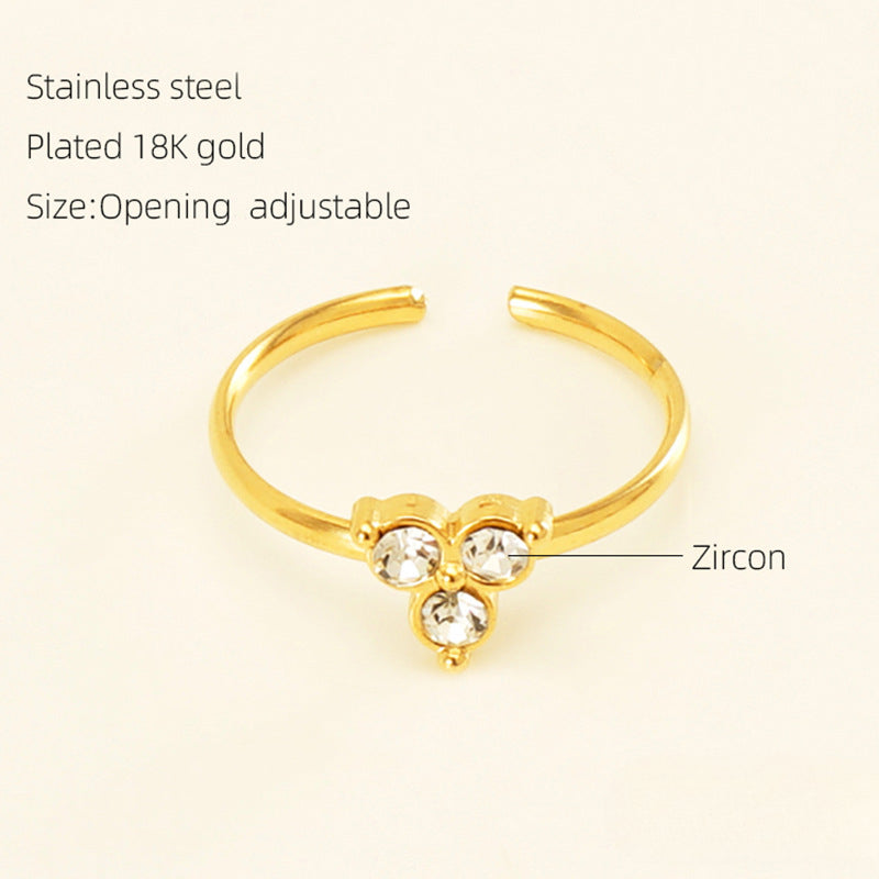 Wholesale Stainless Steel Micropaved Zirconia Ring Live Mouth Adjustable Titanium Steel ACC-RS-ZhongXin002