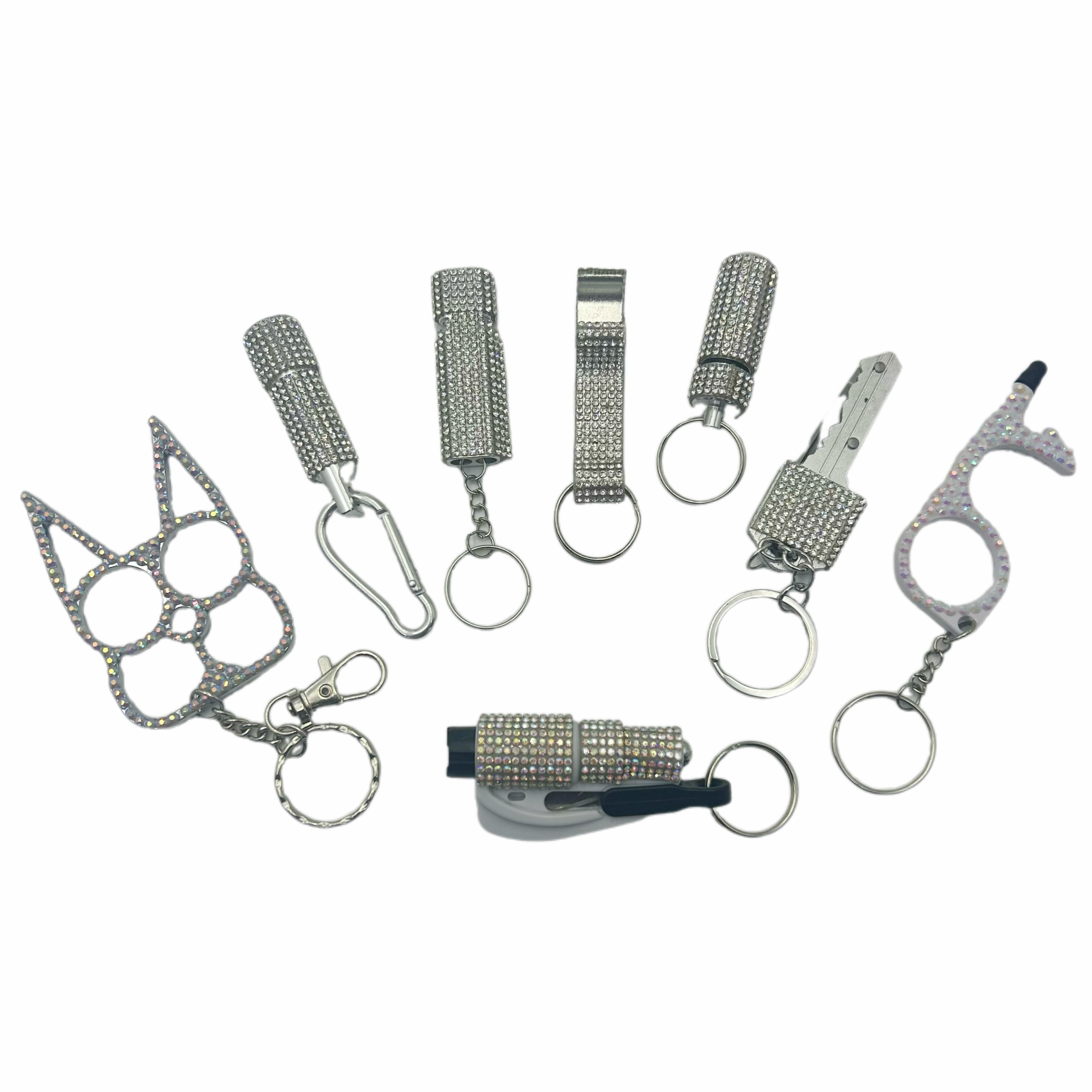 Wholesale 8pcs/set Pattern Diamond Outdoor Keychain Set Jewelry Accessories Keychain Pendant ACCHW-KC-KaBiao021