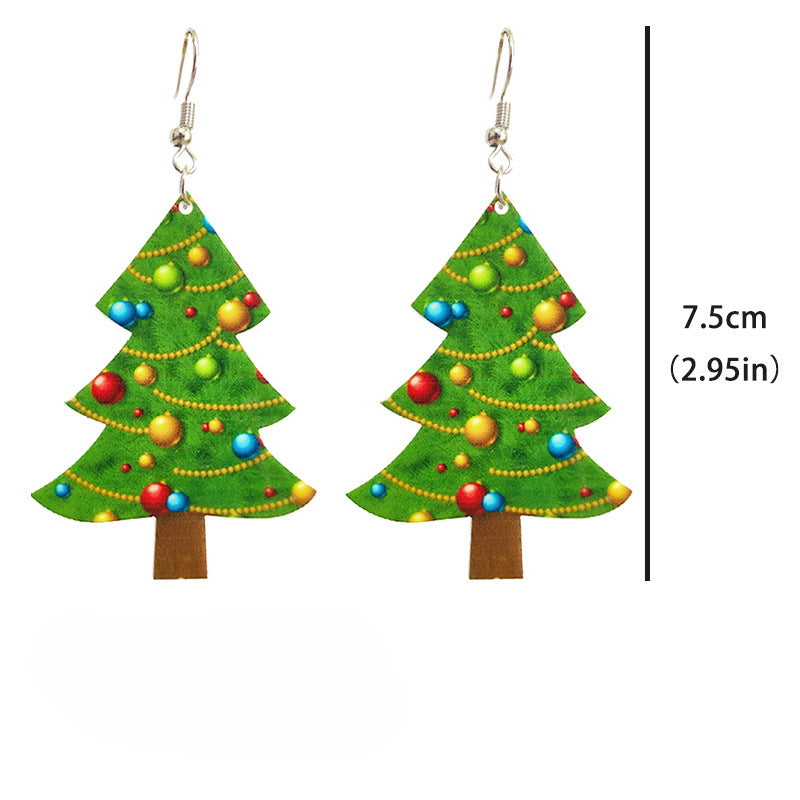 Wholesale 2pairs/pack Christmas Rainbow Leopard Checkered Gingerbread Man Candy Colored Lights Bright Oil Acrylic Earrings ACC-ES-HY125