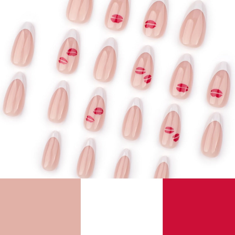 Wholesale 24 Pieces/box Romantic Red Lipstick Nails Kits Nail Stickers ACC-NS-LeFan231