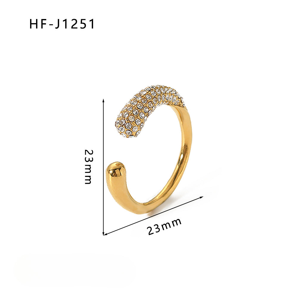 Wholesale Inlaid Zircon Open Adjustable 18k Gold Plated Stainless steel Rings ACC-RS-Xiny006