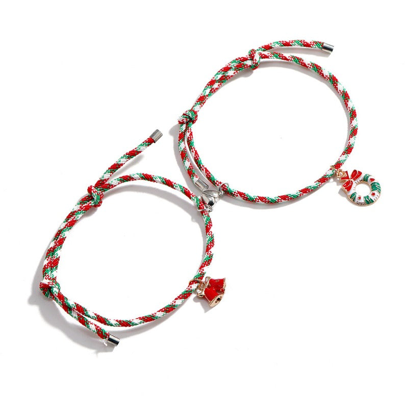 Wholesale Christmas Santa Claus Love Heart Magnet Adjustable Bracelet ACC-BT-DingZhou002