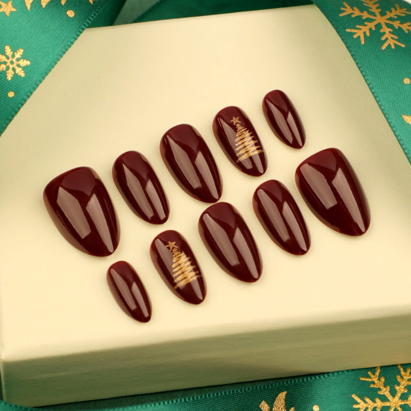 Wholesale 24 Pieces/box Christmas Tree Red Nails Kits Nail Stickers ACC-NS-LeFan170