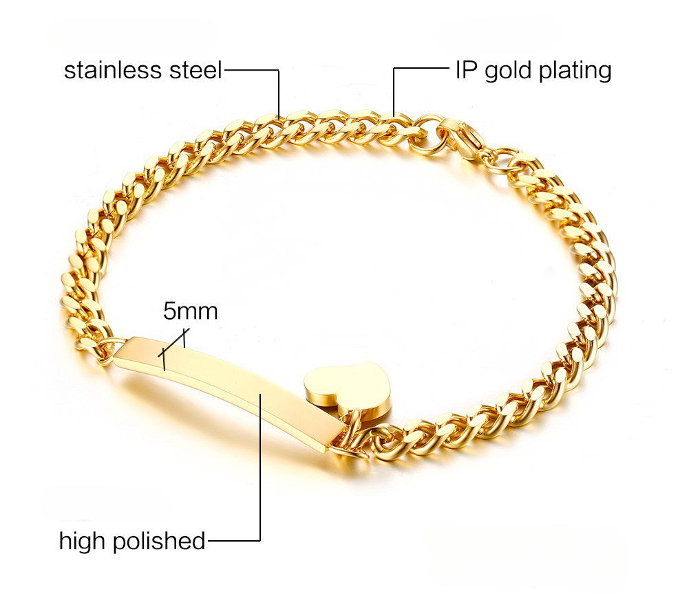 Wholesale Stainless Steel Curved Bracelet Bracelet Twist Chain Gold ACC-BT-HuaLanXin003