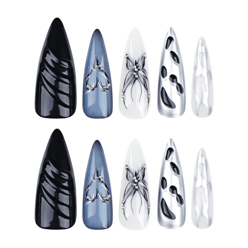 Wholesale 24 Pieces/box Silver Butterfly Nails Kits Nail Stickers ACC-NS-LeFan220