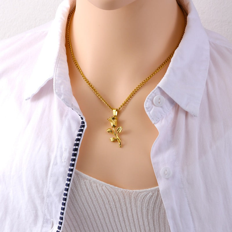 Wholesale 18K Gold Titanium Steel Rose Necklace ACC-NE-FeiLing010