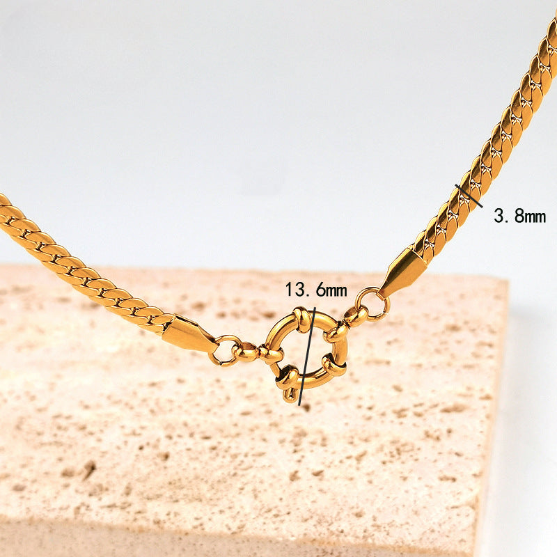 Wholesale Spring Clasp Stainless Steel Electroplated 18K Gold O Necklaces ACC-NE-GuDi012