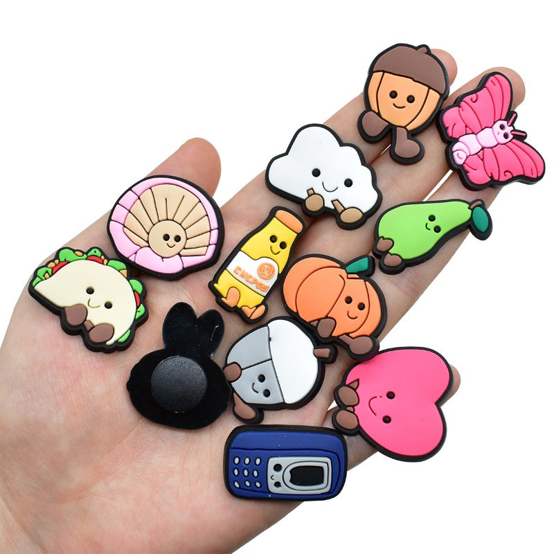 Wholesale Random 100pcs Cute Doll Series PVC Soft Rubber Shoe Buckle Decoration  ACC-SC-RYY082