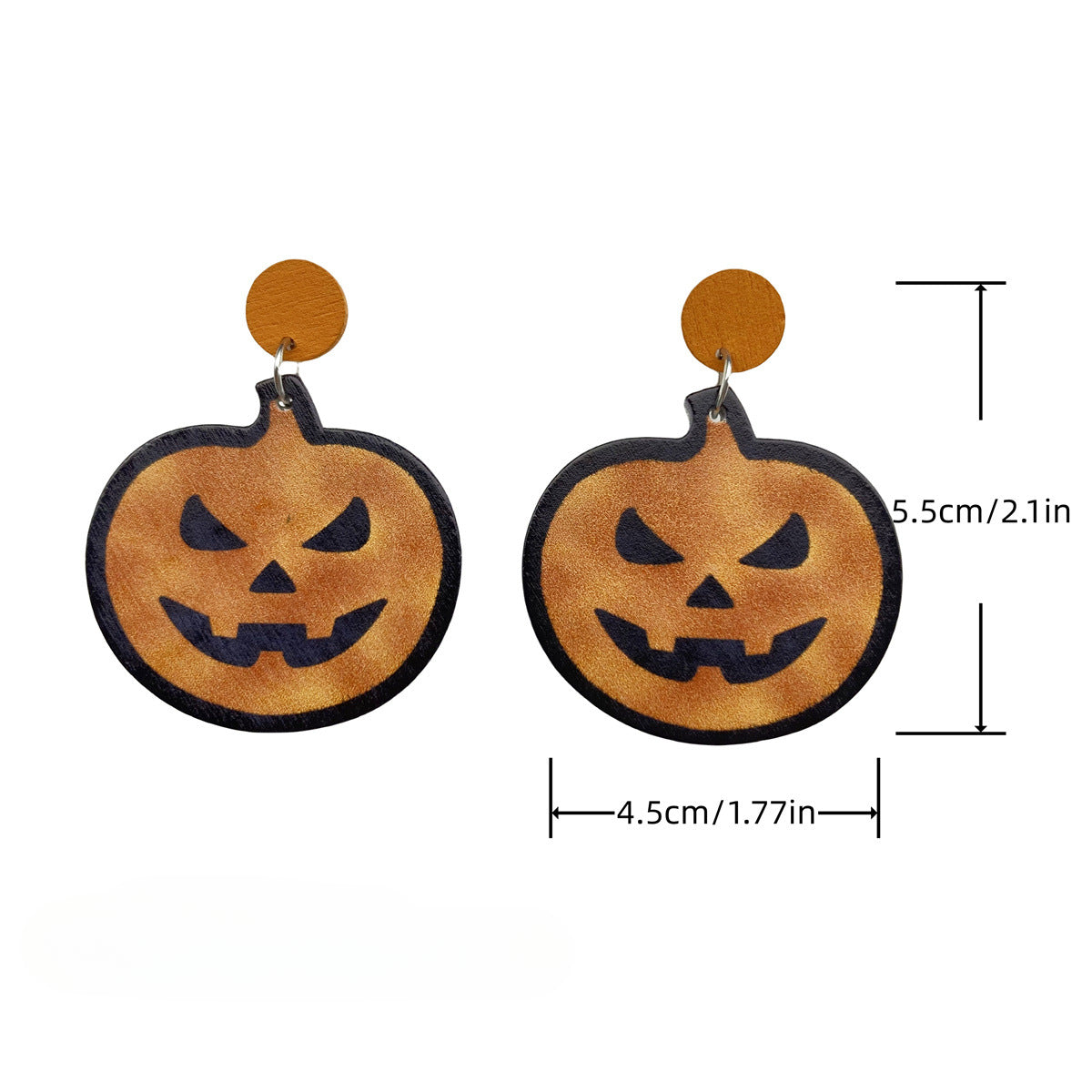 Wholesale Halloween Pumpkin Skull Wood Earrings ACC-ES-FX070