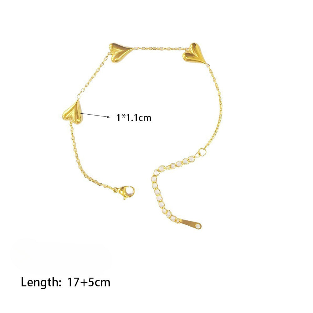 Wholesale Love Heart Tassel Titanium Steel Necklace Bracelet ACC-NE-Yibao009