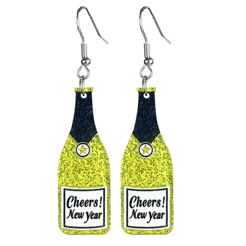 Wholesale  2 Pairs/pack Acrylic Fireworks Champagne Toast Shining Earrings ACC-ES-HY190