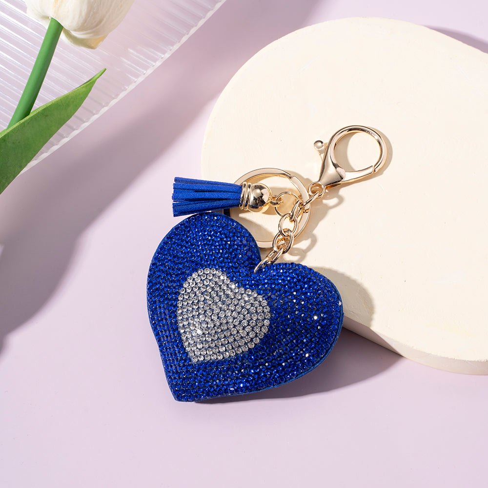 Wholesale Diamond Two-color Love Heart Keychains ACC-KC-ZhiYa059