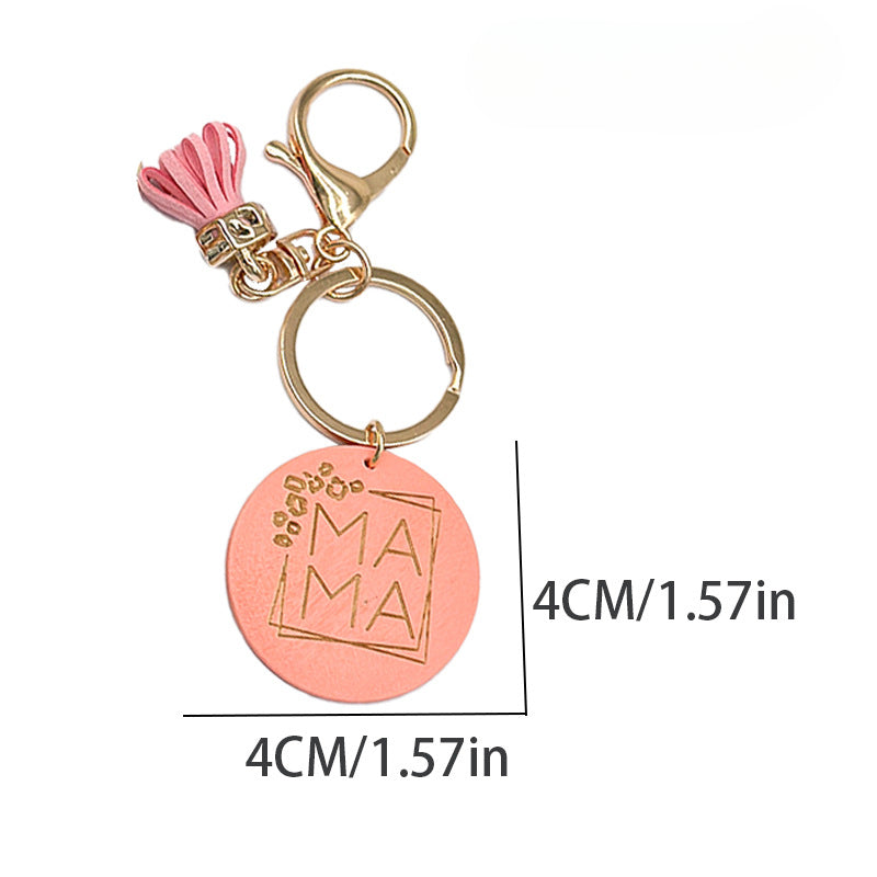 Wholesale Mother's Day Gift MAMA Wooden Sign Letter Tassel Keychain ACC-KC-TuoYi002
