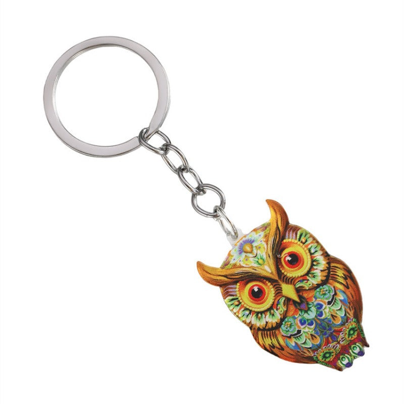 Wholesale 3D Pattern Flat Owl Keychain ACC-KC-RongRui022