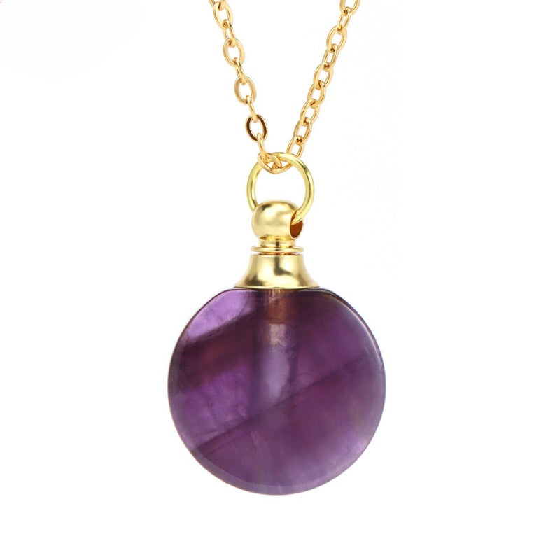 Wholesale Natural Stone Crystal Essential Oil Bottle Pendant Necklace ACC-NE-HuaiShe003
