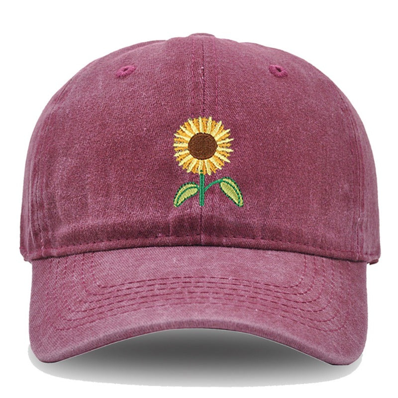 Wholesale Vintage Washed Botanical Sunflower Baseball Cap ACC-HT-HaiPu031