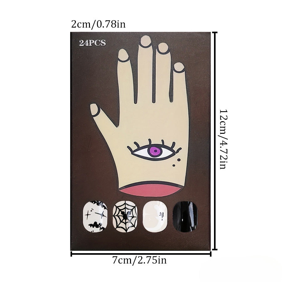 Wholesale 24 Pieces/box Halloween Ghost Bat Spider Press-on Nails Kits Nail Stickers ACC-NS-GuaiXL092
