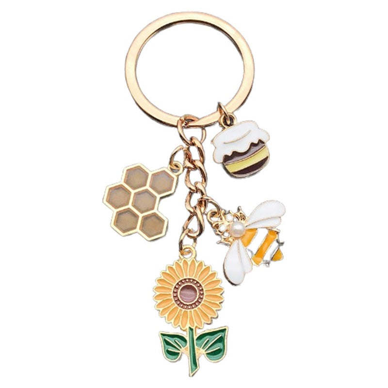 Wholesale Oil Drop Sunflower Beehive Honey Jar Bee Keychain ACC-KC-Luneng004