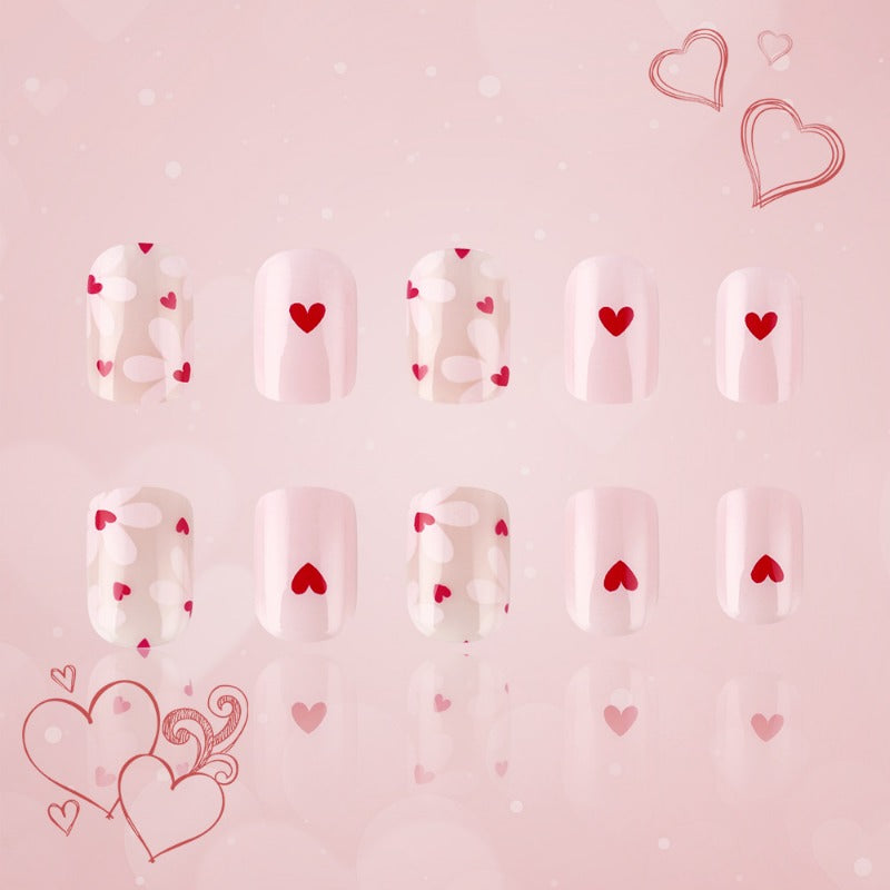 Wholesale 24 Pieces/box Valentine's Day Glossy Love Nails Kits Nail Stickers ACC-NS-MiKe037