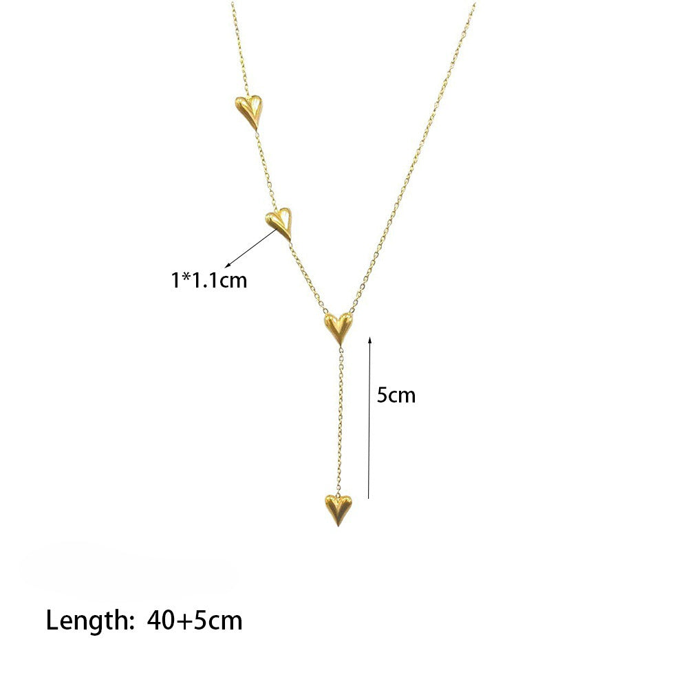 Wholesale Love Heart Tassel Titanium Steel Necklace Bracelet ACC-NE-Yibao009