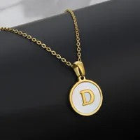 Wholesale Titanium Steel Necklace Round Shell Letter Necklace ACC-NE-BaiTian005