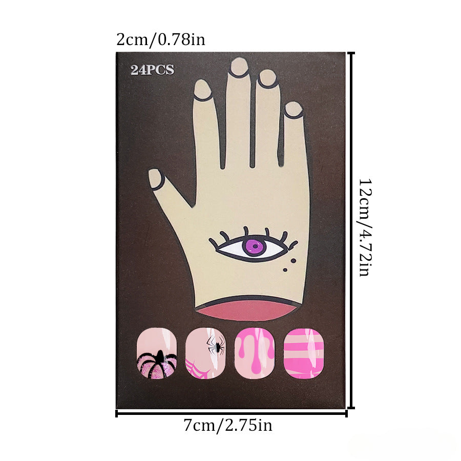 Wholesale 24 Pieces/box Halloween Spider Press-on Nails Kits Nail Stickers ACC-NS-GuaiXL086