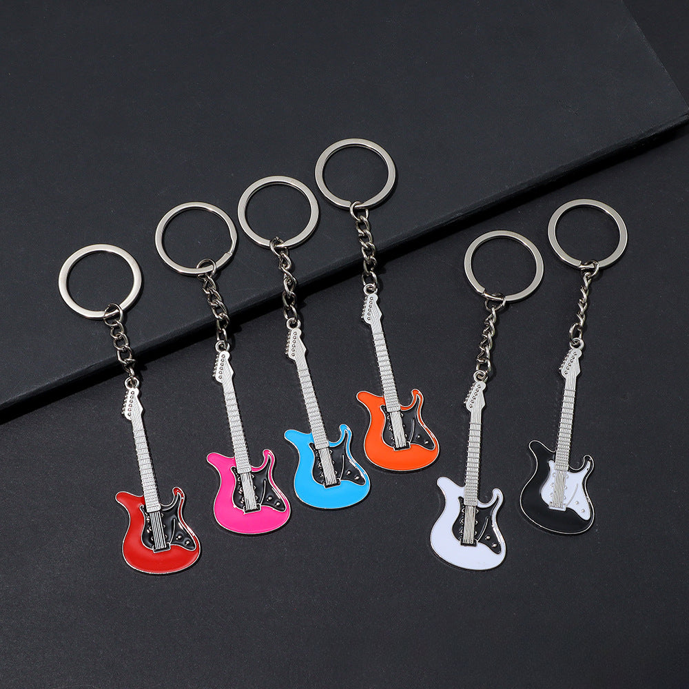 Wholesale Metal Guitar Music Festival Musical Instrument Creative Pendant Metal Paint Keychains ACC-KC-KaWu006