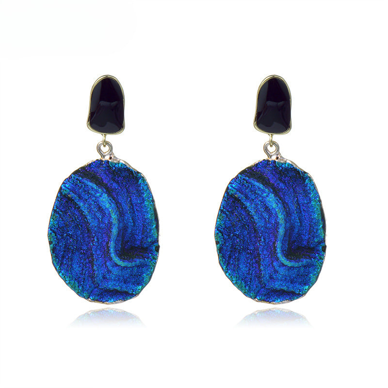 Wholesale Ocean Long Blue Wave Texture Resin Earrings ACC-ES-JiuJia008