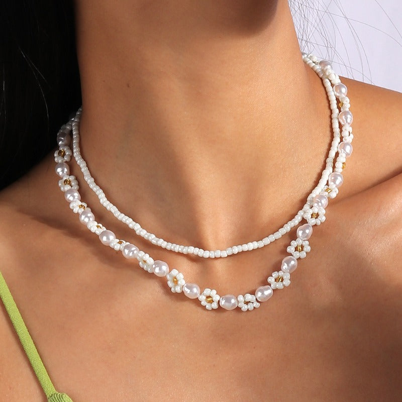 Wholesale Colorful Rice Bead Flower Beaded Necklace ACC-NE-YueSen026