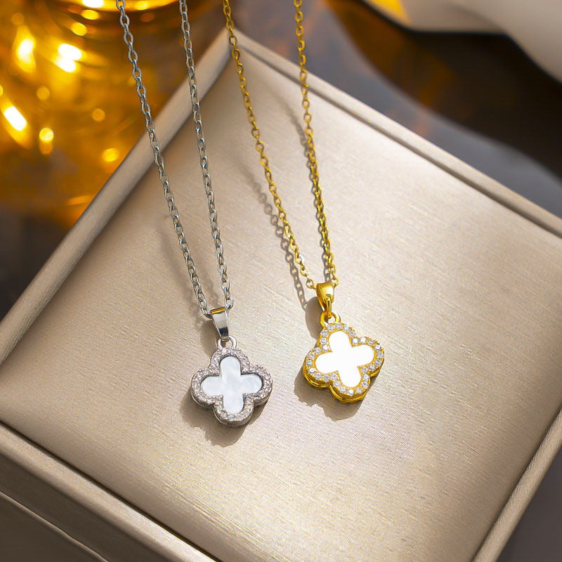 Wholesale Gold Diamond Four-leaf Clover Necklace ACC-NE-KuCai016