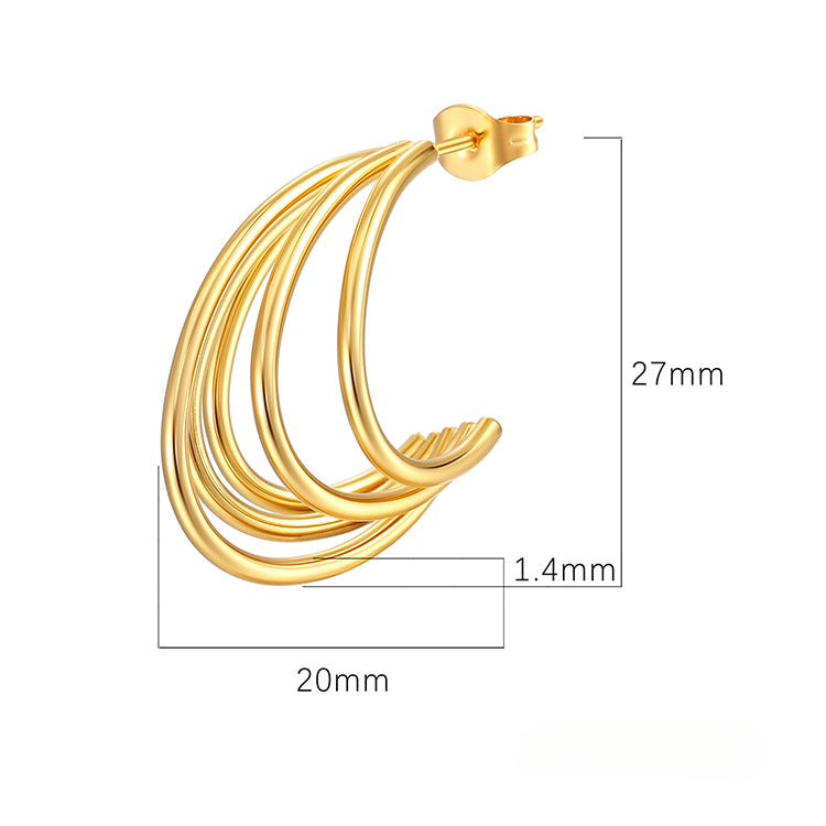 Wholesale Stainless Steel Polished Five-wire Earrings ACC-ES-MuShan030