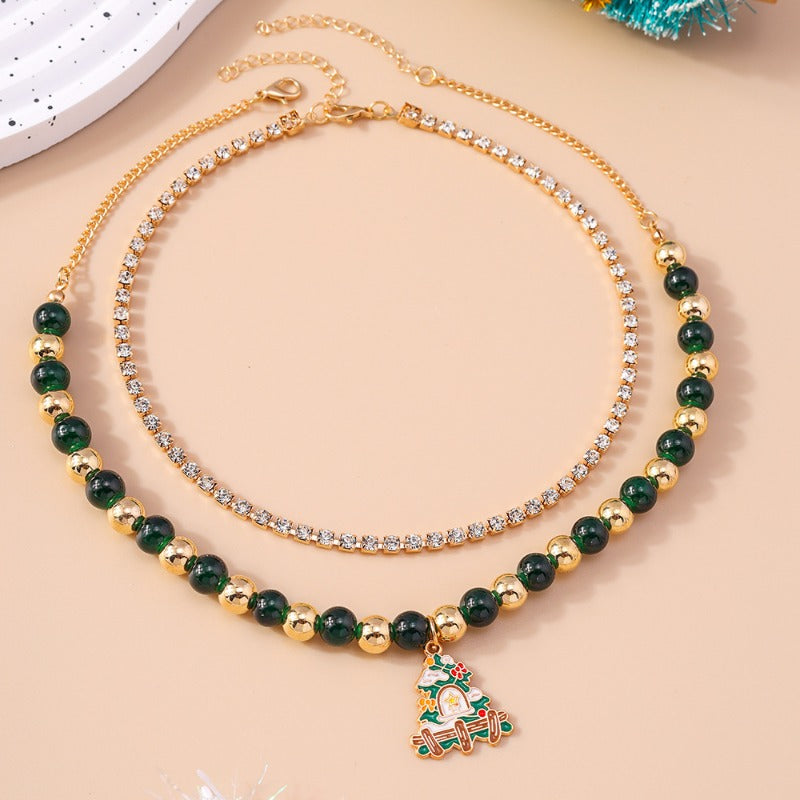 Wholesale Christmas Tree Wreath Clavicle Necklaces ACC-NE-YueSen008