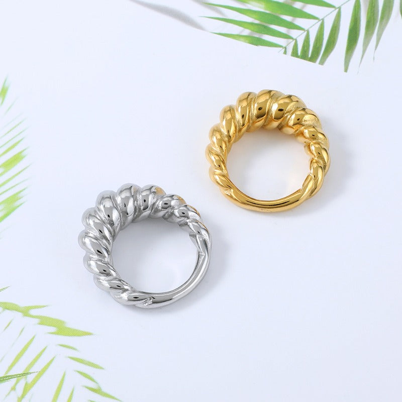 Wholesale Punk Style Exaggerated Twist Pattern Stainless Steel Rings ACC-RS-YunHe005