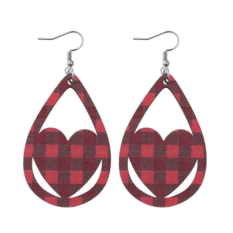 Wholesale Plaid Striped Love Water Drop Earrings ACC-ES-ChuLian123