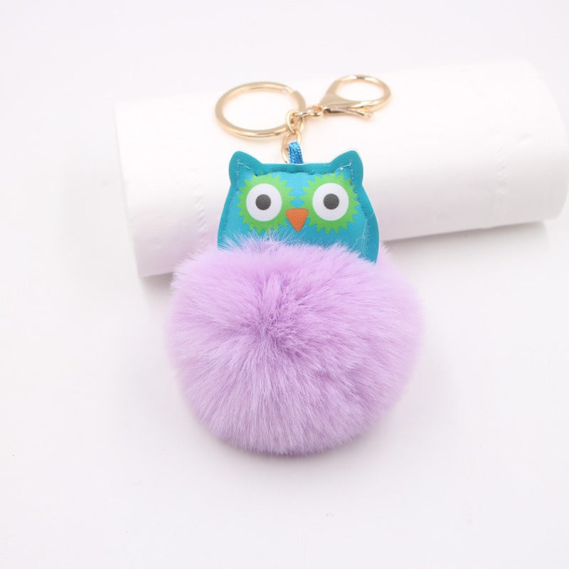 Wholesale Cute Fur Ball Owl Plush Pendant Keychains  ACC-KC-Zuge003