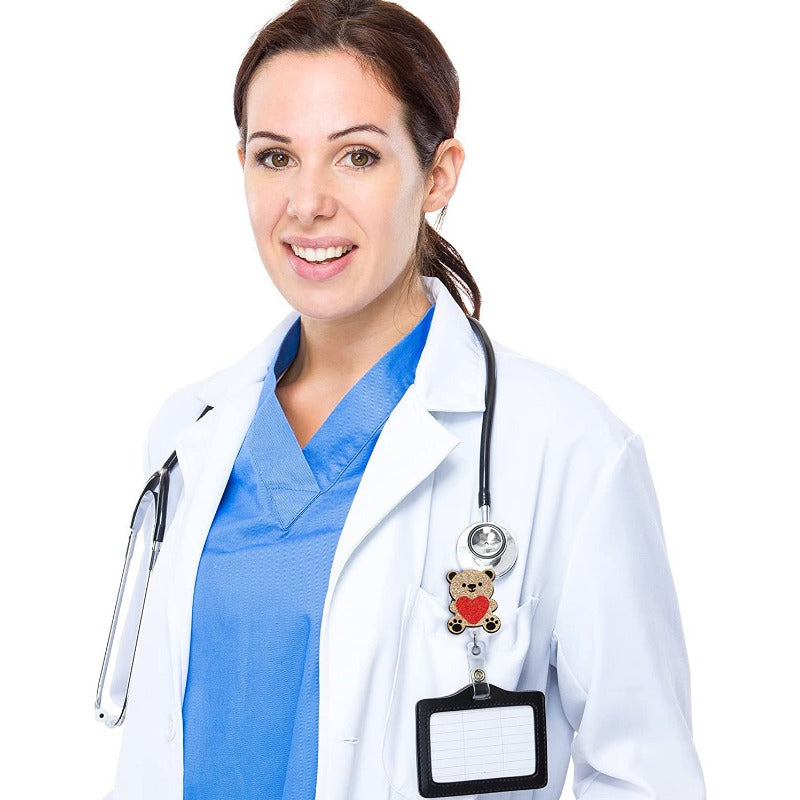 Wholesale Acrylic Glitter Embroidery Love Telescopic Rotating Badge Keychain ACC-KC-QiDing015