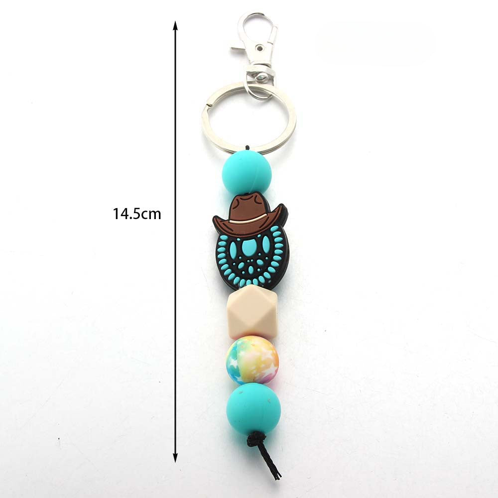 Wholesale Western Style Cowboy Indian Silicone Beaded Keychain ACC-KC-JinAn007