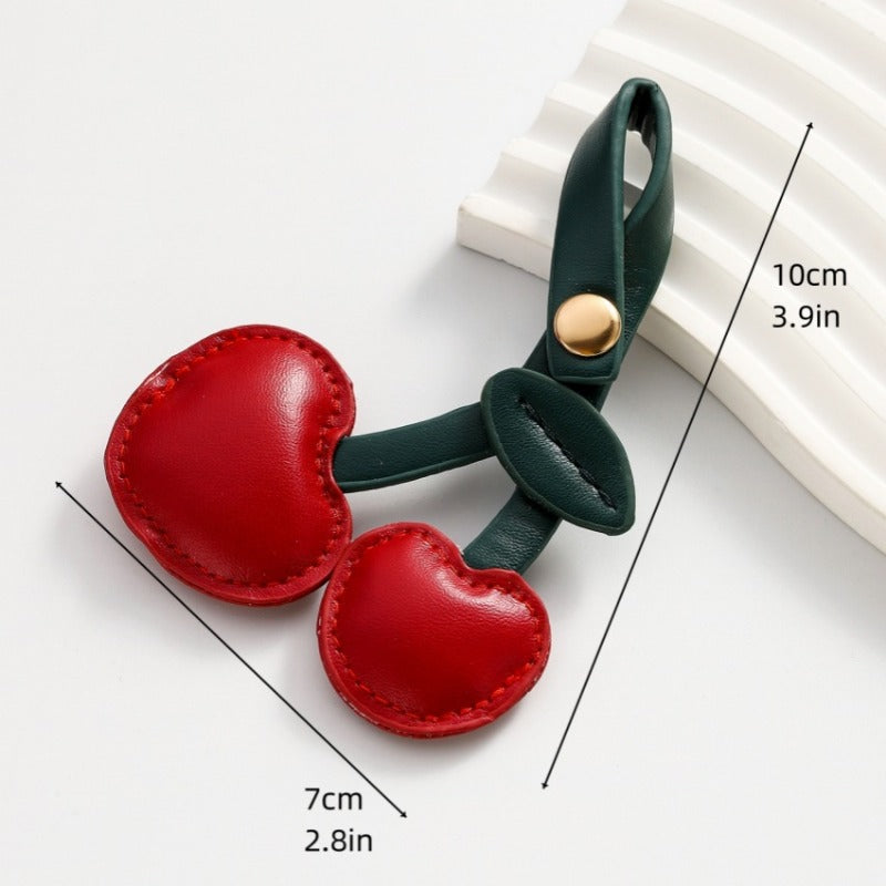 Wholesale DIY Cute Three-dimensional Heart PU Cherry Keychain ACC-KC-RongRui012
