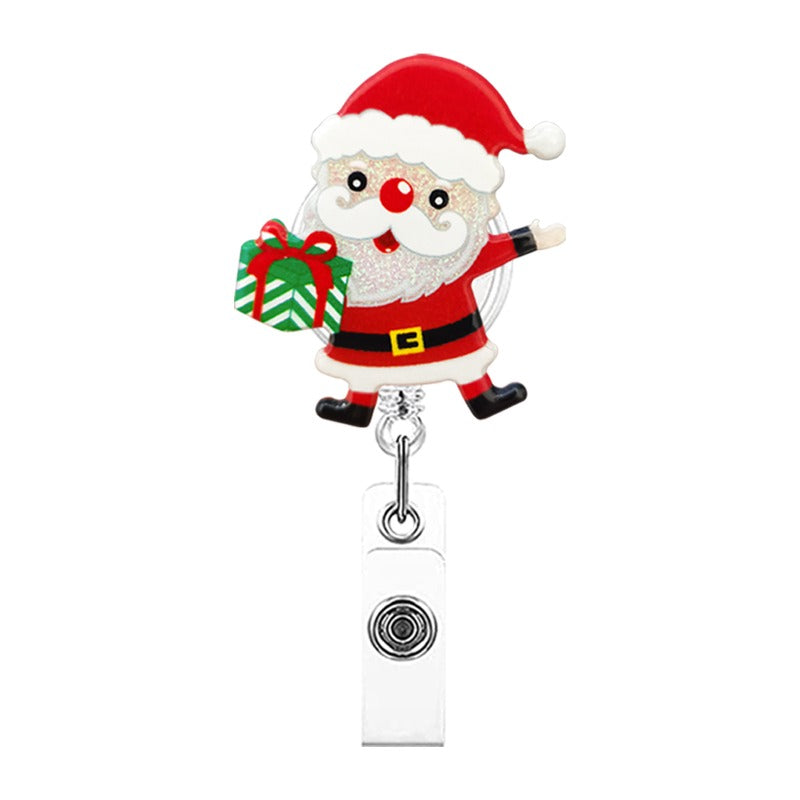 Wholesale Christmas Acrylic Santa Claus Retractable Rotating Keychain ACC-KC-QiDing007