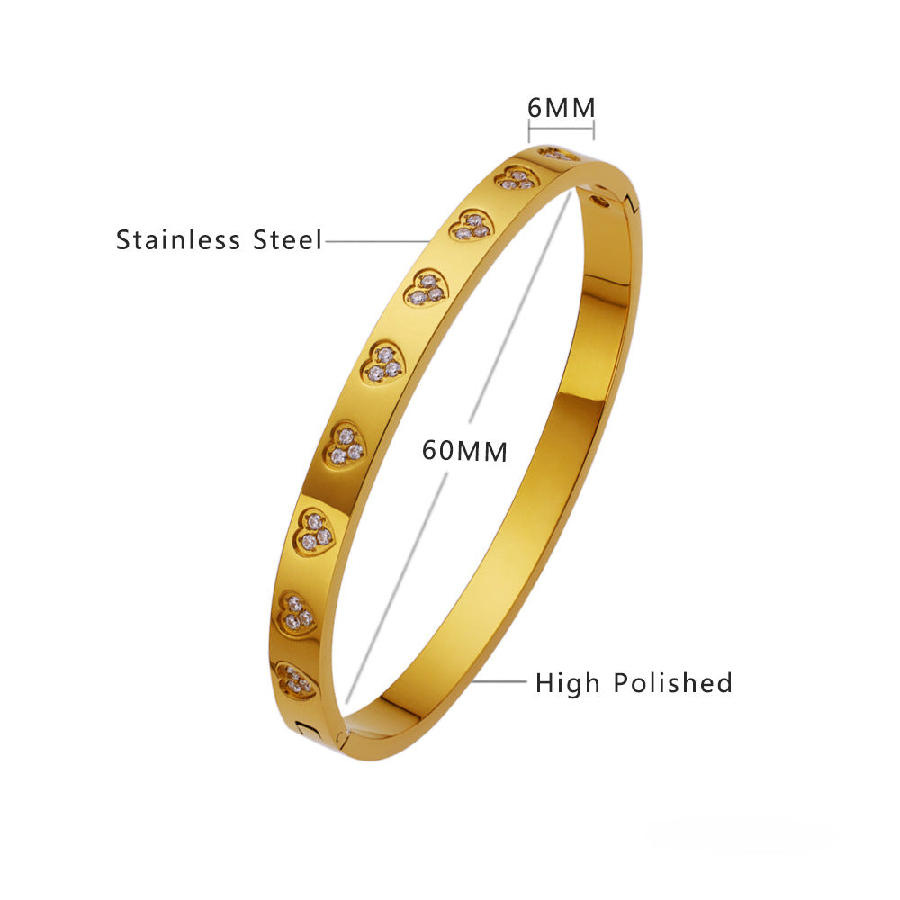 Wholesale Stacked Titanium Steel Plated 18k Gold Inlaid Diamond Bracelet ACC-BT-Feif002