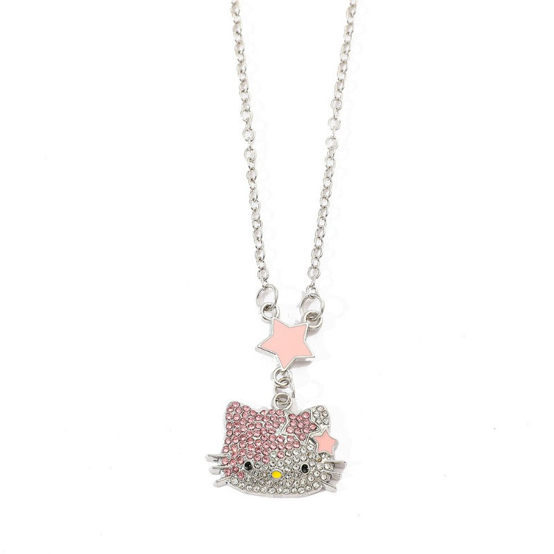 Wholesale Cartoon Cute Diamond Kitten Necklace ACCVIP-NE-Boshuo004