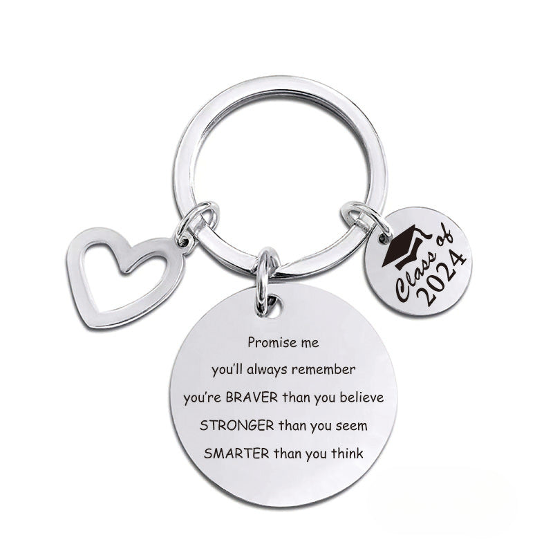 Wholesale 2024 Graduation Season Gift Love Pendant Round Plate Stainless Steel Keychain ACC-KC-Ganggu009