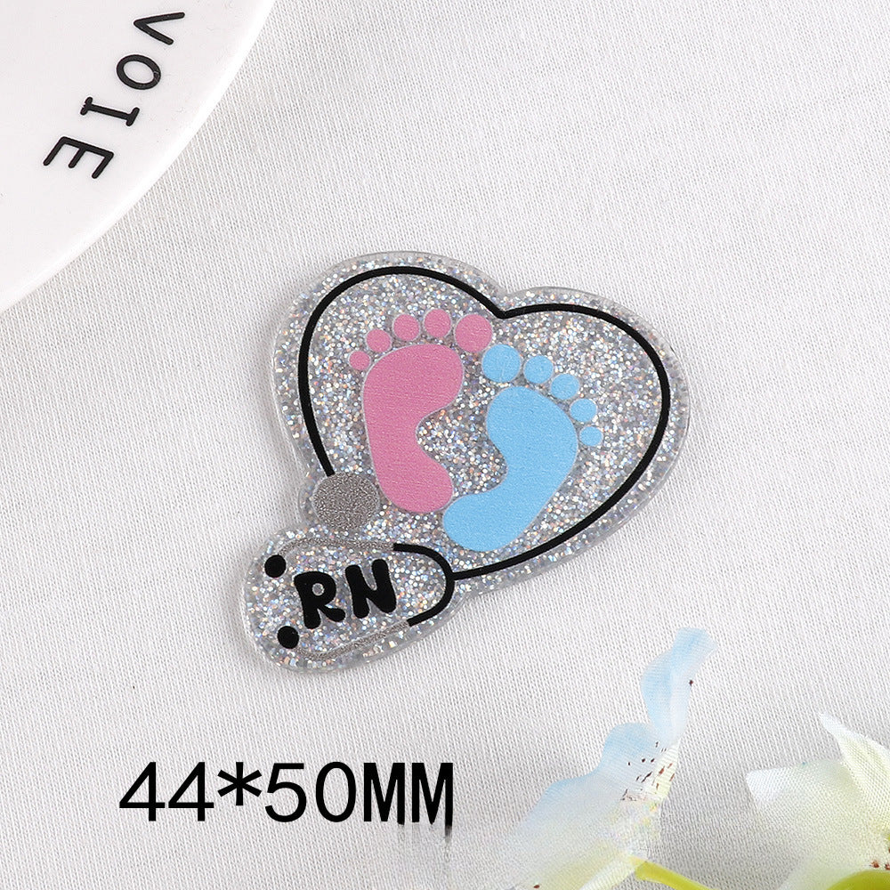 Wholesale 10pcs DIY Flatback Cartoon Acrylic Flatback Badge Reels Retractable Keychain DIY Accessories ACC-FK-OuYe001