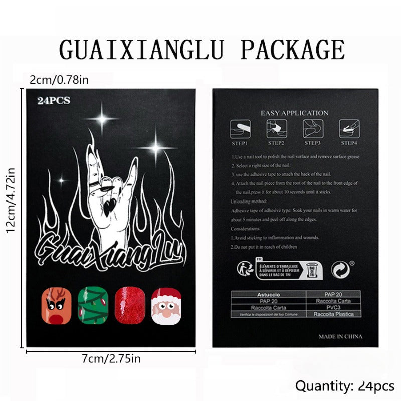 Wholesale 24 Pieces/box Christmas Cute Elk Nails Kits Nail Stickers ACC-NS-GuaiXL122