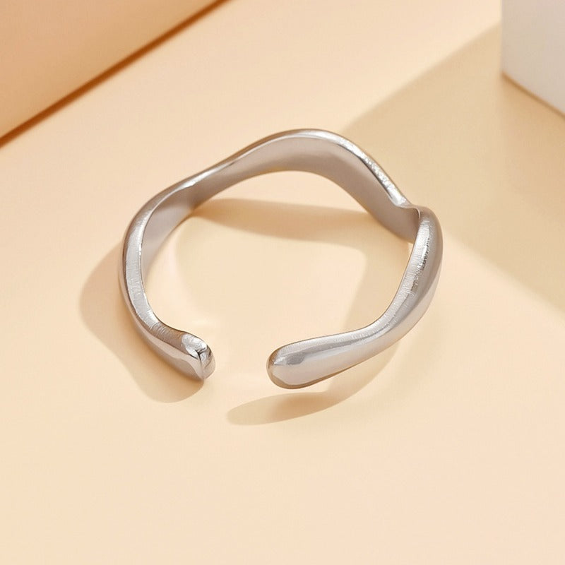 Wholesale Wave Ring Open Adjustable Stainless Steel Rings ACC-RS-MiYi002
