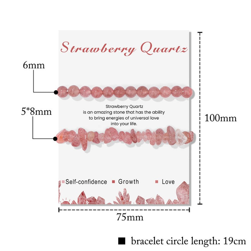 Wholesale Double Layer Natural Strawberry Crystal 8mm Bead Elastic Bracelet ACC-BT-YinYi009