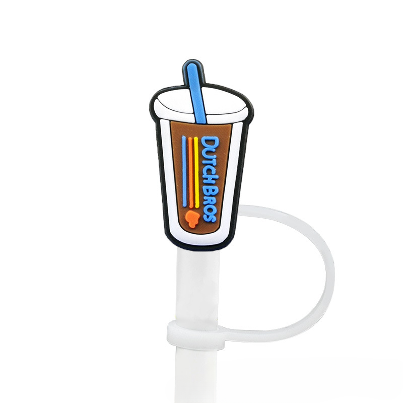 Wholesale 10PCS 7-8mm PVC Cute Cartoon Straw Tube Cap