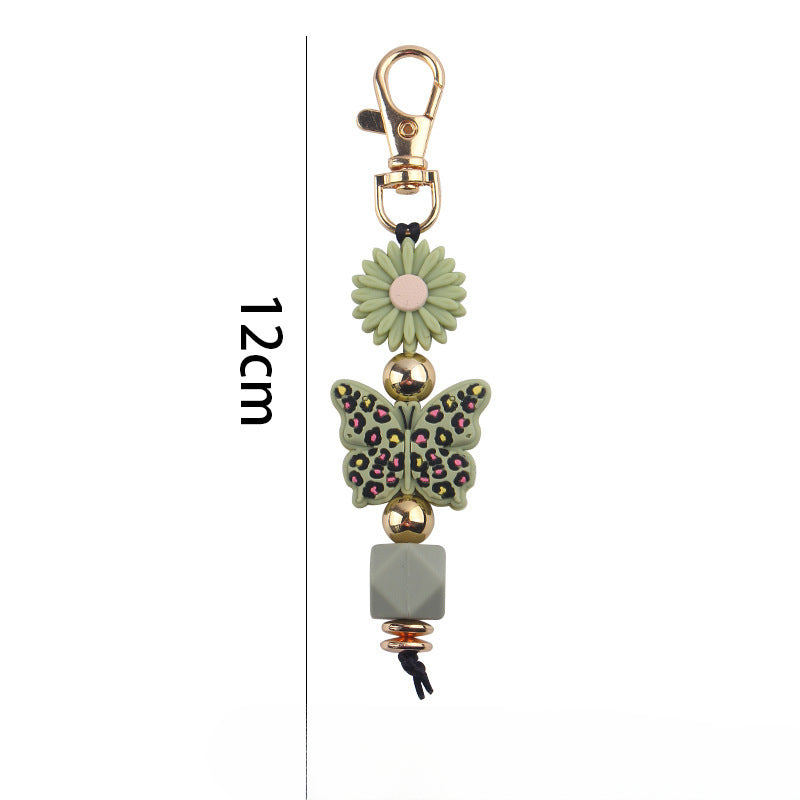 Wholesale Cartoon Colorful Butterfly Silicone Beaded Lanyard Keychain ACC-KC-GuangTian066